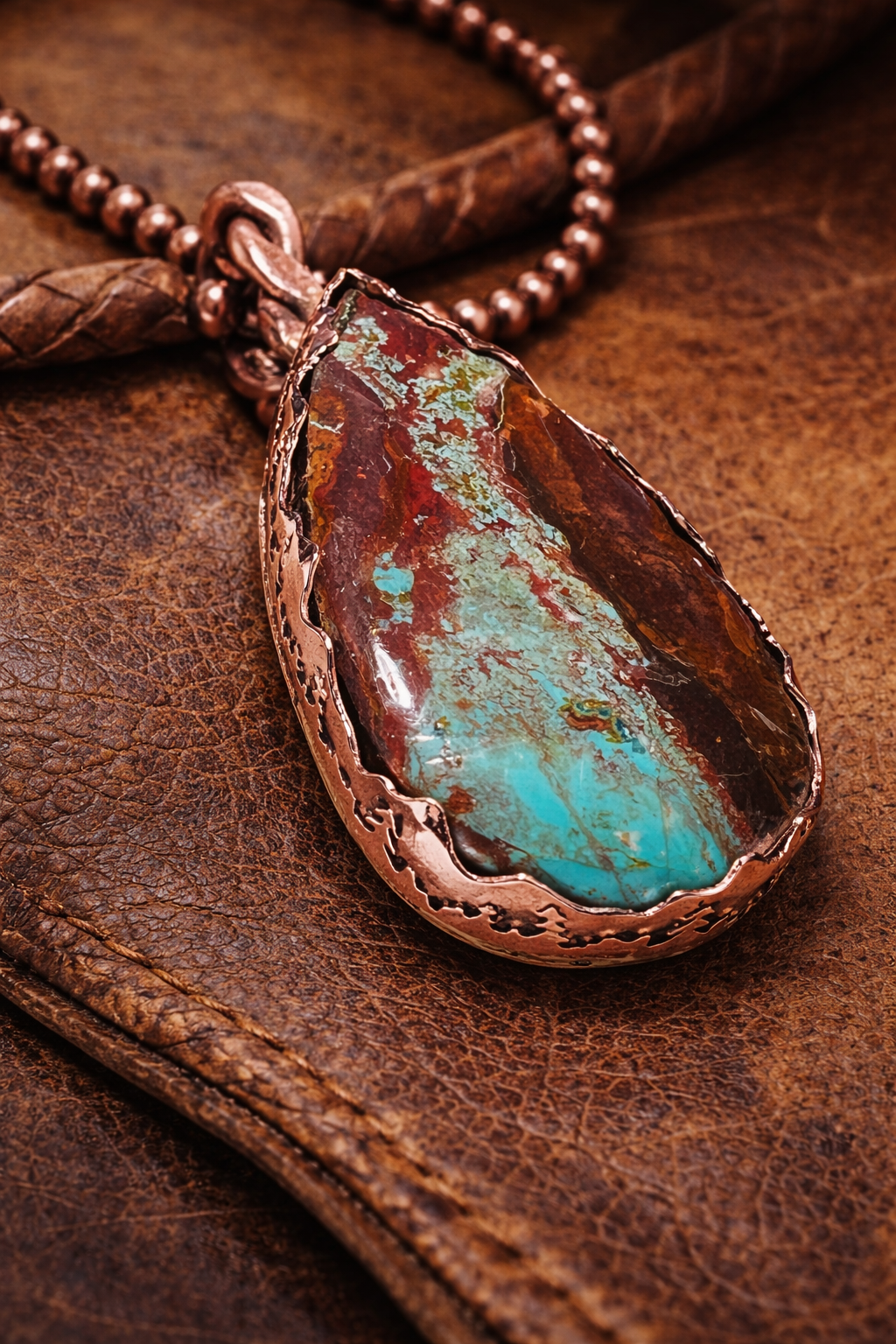 Chrysocolla Stone set in copper